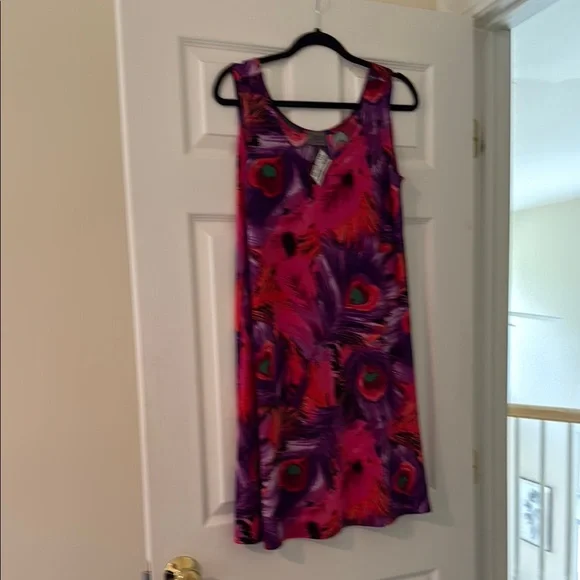 Red and Pink Sleeveless Scoop Neck Sundress - Picture 1 of 1